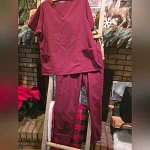 Burgundy Scrub Set